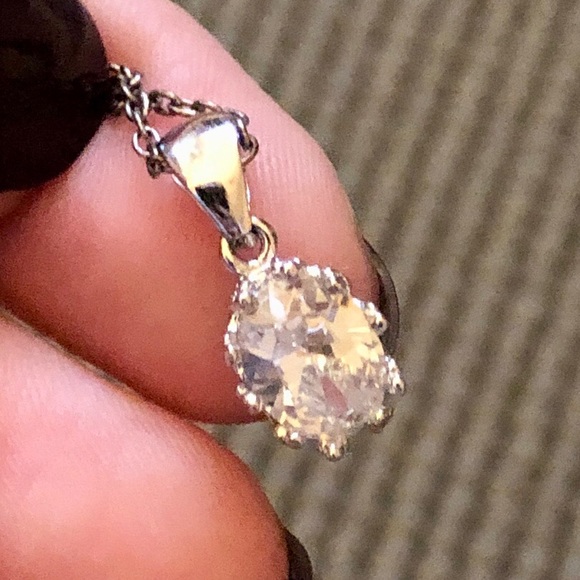 Vintage Jewelry - Vintage Y2K Sterling Silver Cubic Zirconia Pendant Necklace
